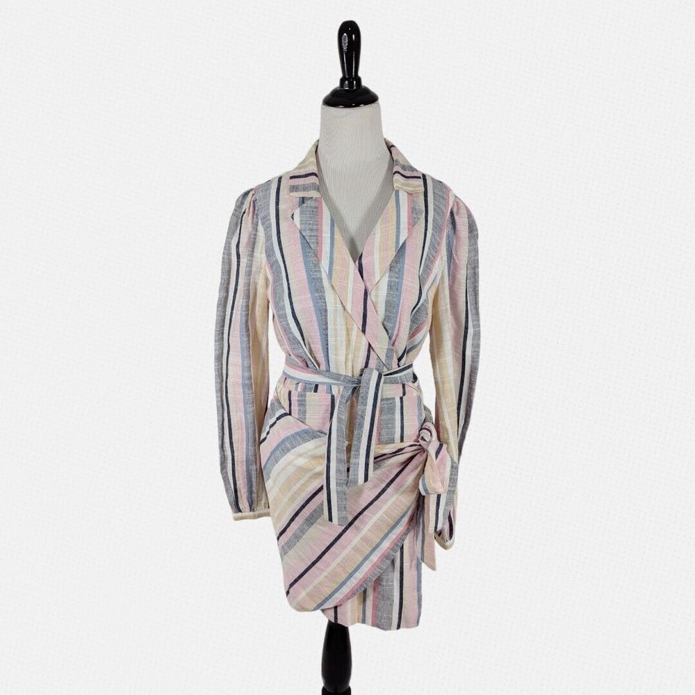 Revolve Majorelle Miranda Wrap Mini Dress M‎ Stripe Multi Color Feminine Summer